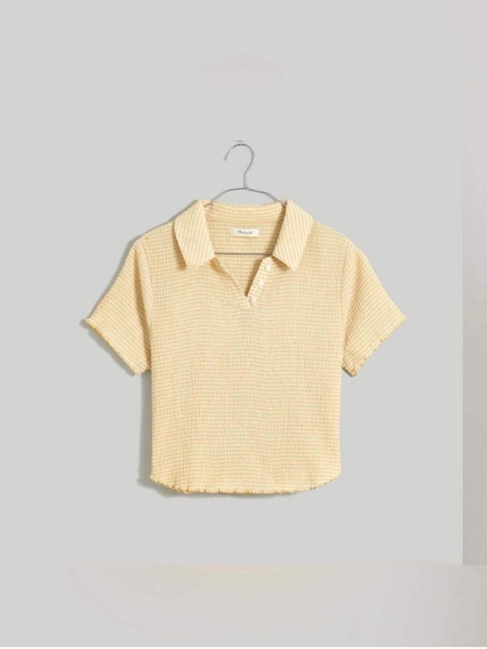 Madewell Textured Collared Tee in Pale Yellow